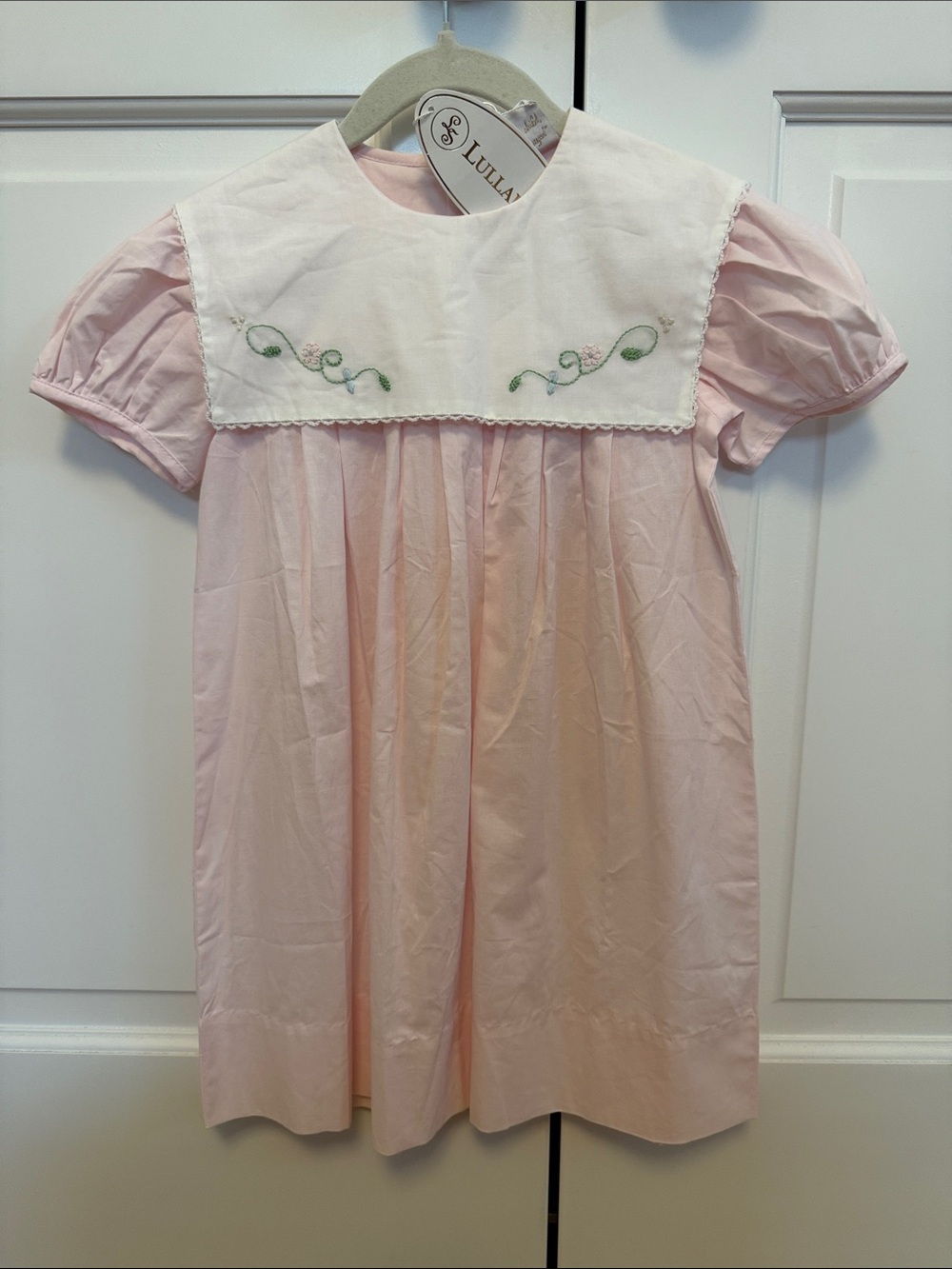Lullaby Set Pink Embroidered Peter Pan Collar Dress for Girls